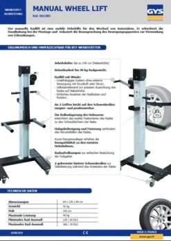 GYS Manueller Radmontageheber - D61385 -Nilfisks Geschaft 61385Ebnwdp3Nex35y