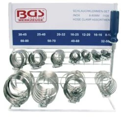 BGS Schlauchklemmen-Sortiment | Rostfrei | Auf Tafel | 111-tlg. – 8095 -Nilfisks Geschaft 8095533bd9b5ca859