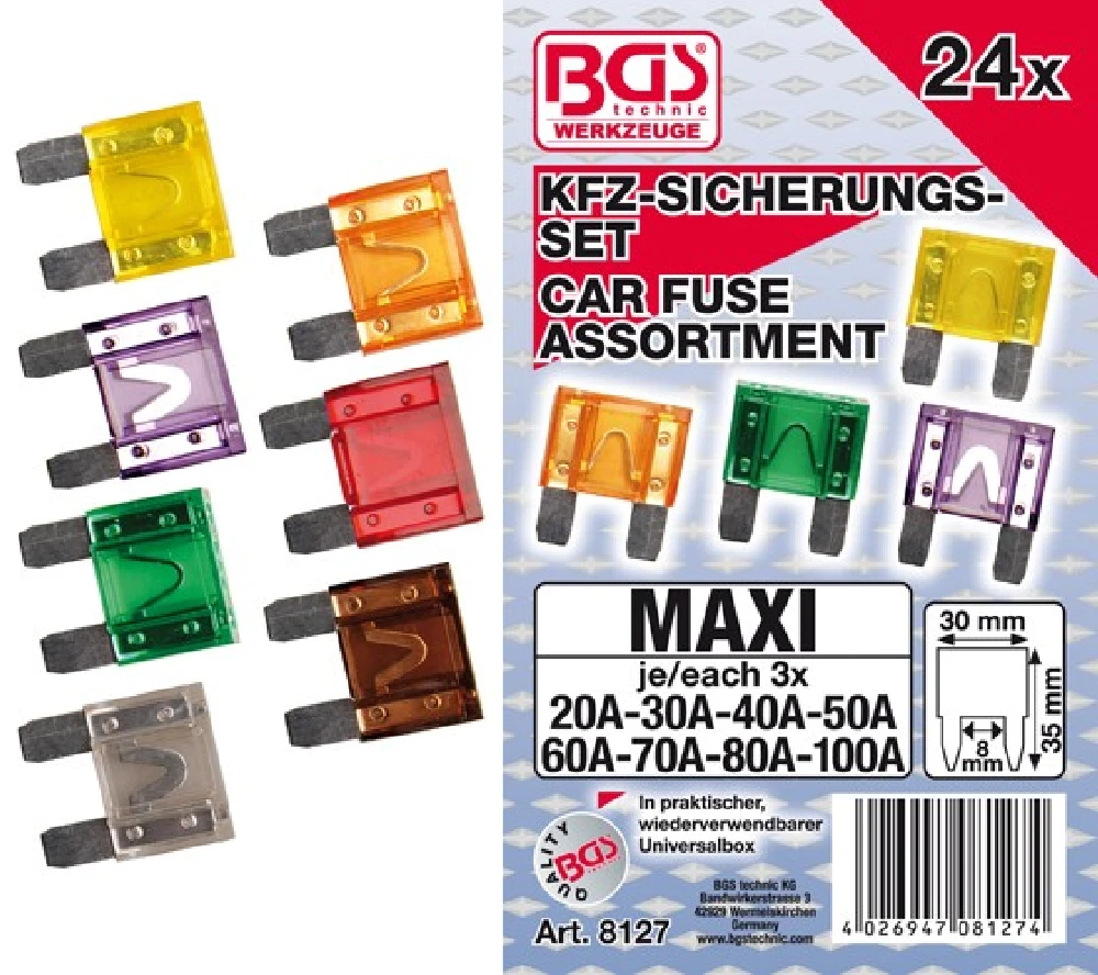 BGS Kfz-Sicherungs-Sortiment | Maxi | 24-tlg. – 8127