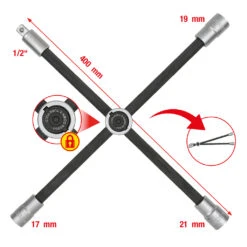 KS Tools Rad-Kreuzschlüssel Mit Gleitgelenk 1/2",17,19,21 - 518.1154